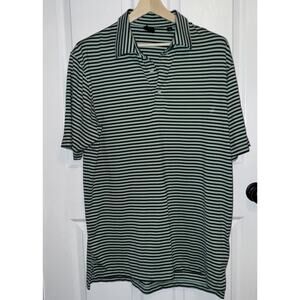 Dunning‎ Golf Men’s Striped Polo Green Logo Size XL Performance Collared Button